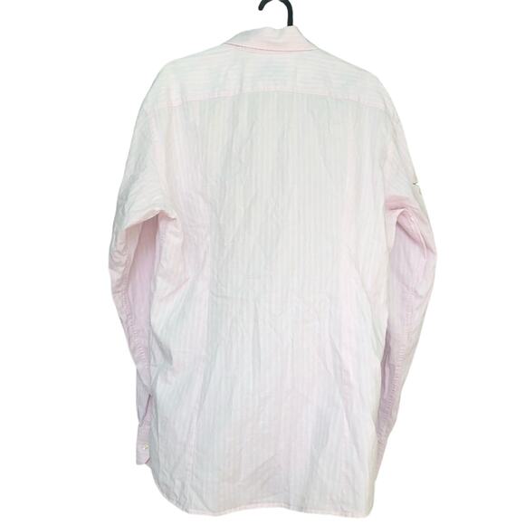 Ted Baker Short Light Pink Button Down Ikat Stripes 100% Cotton 4 US 12 - Picture 2 of 9